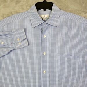 Mens Enro Non Iron Long Sleeve Blue Check Button Up Shirt Size 16‎ 1/2 32-33